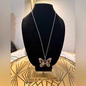 Silver Butterfly Pendant Necklace